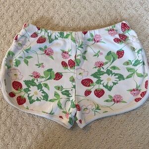 Girls White Floral Strawberry Print Lounge Shorts. TBBC size 8